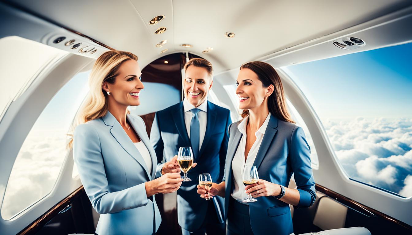 business travelers networking